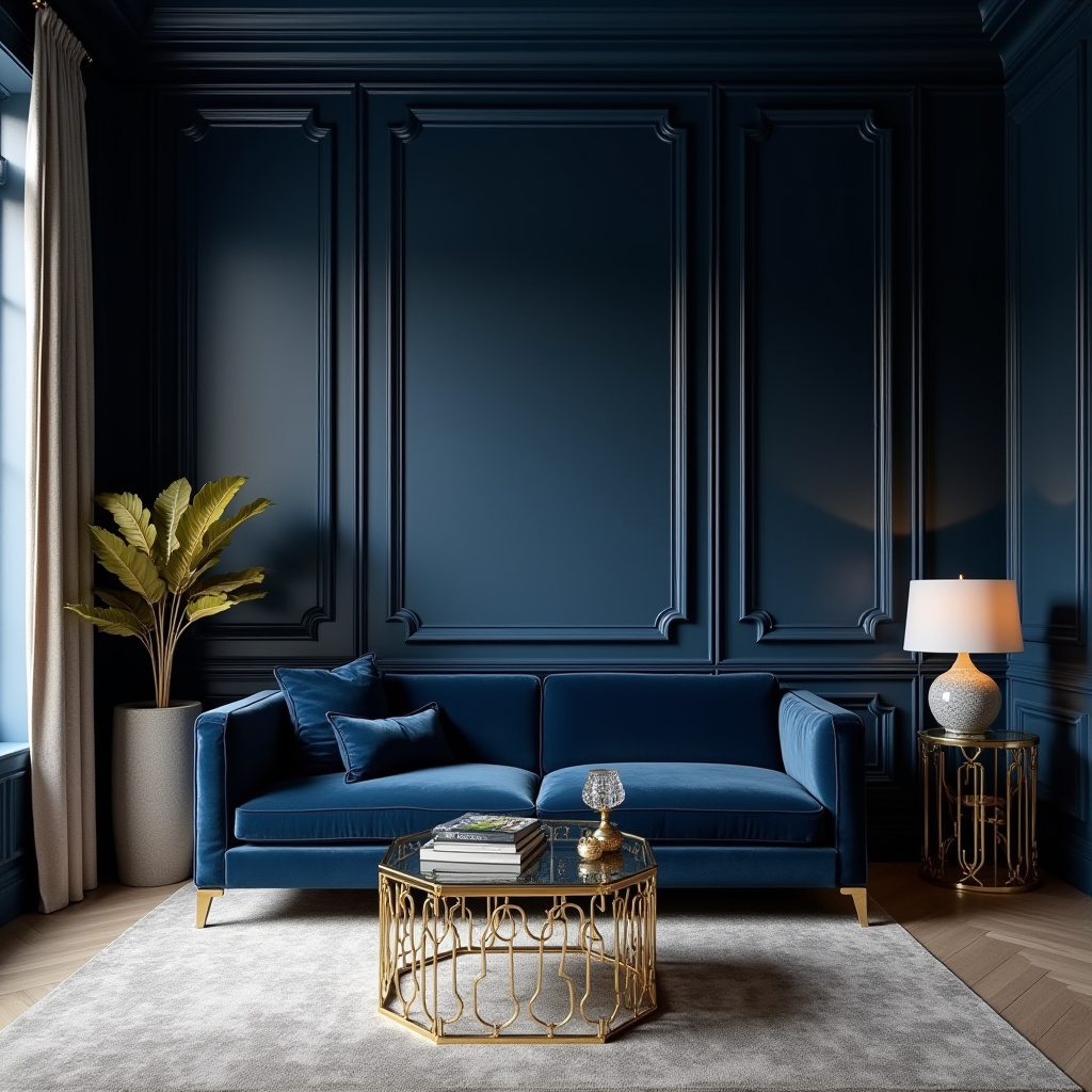 Navy Walls Living Room 18