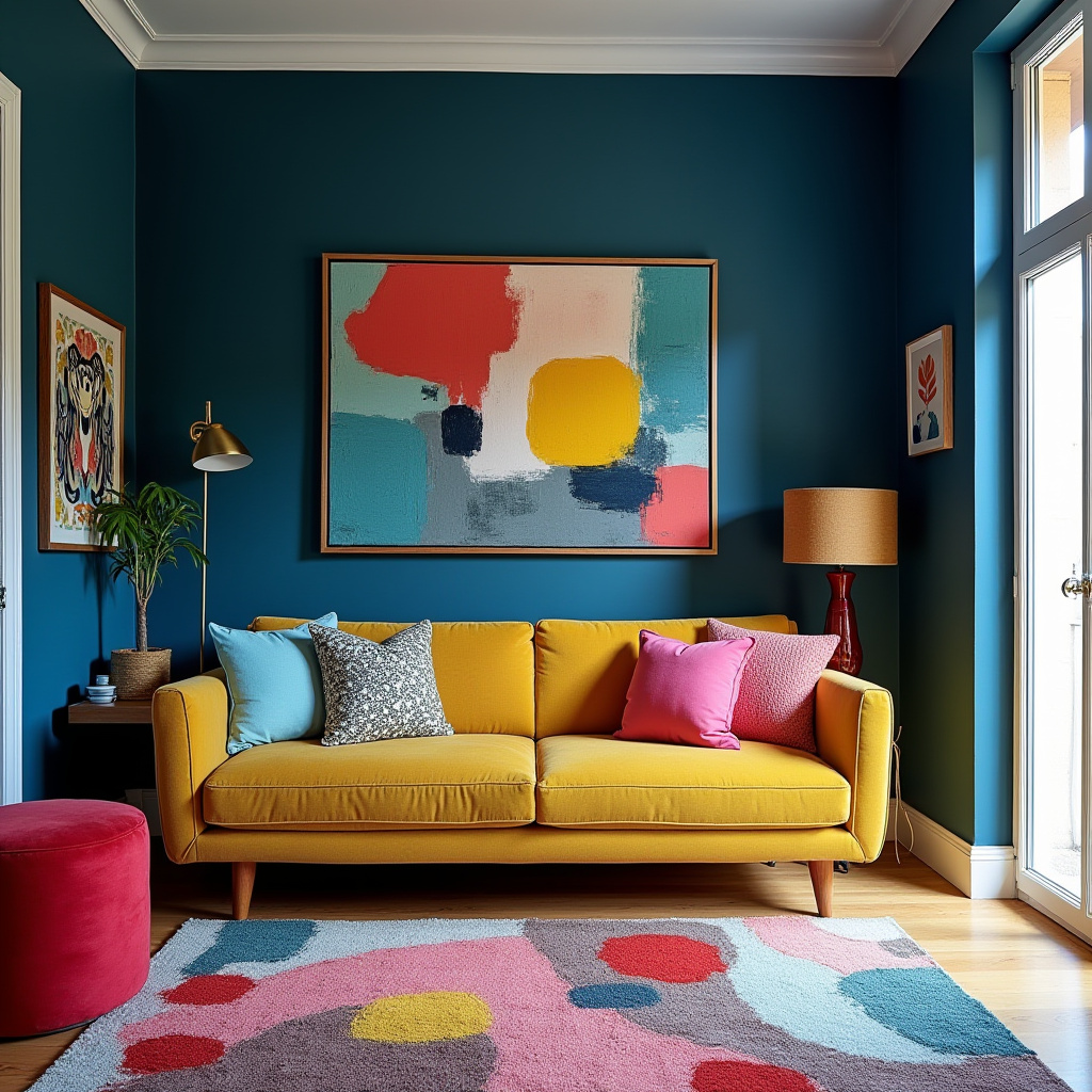 Navy Walls Living Room 19