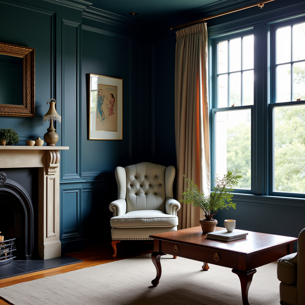 Navy Walls Living Room 20