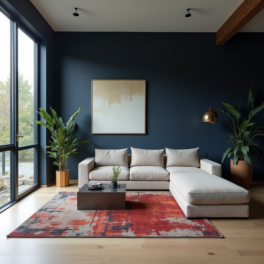 Navy Walls Living Room 21