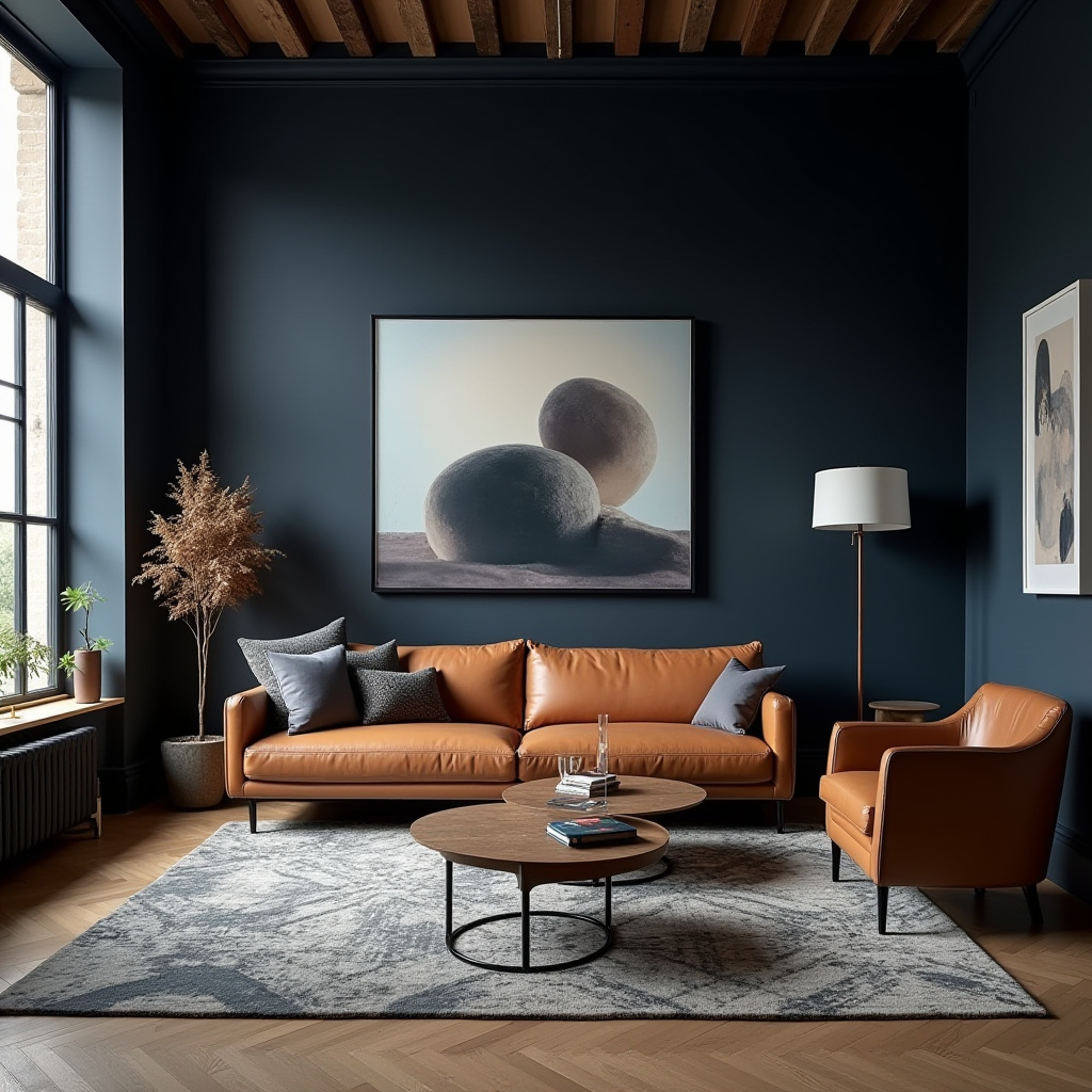 Navy Walls Living Room 26