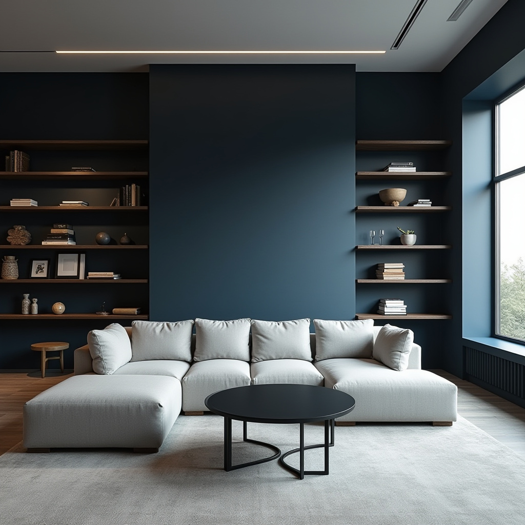 Navy Walls Living Room 6