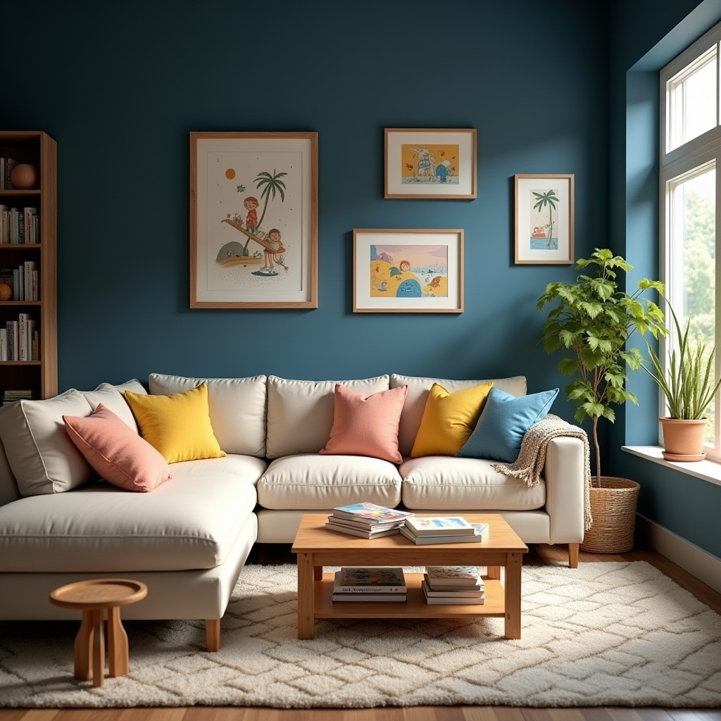 Navy Walls Living Room 7