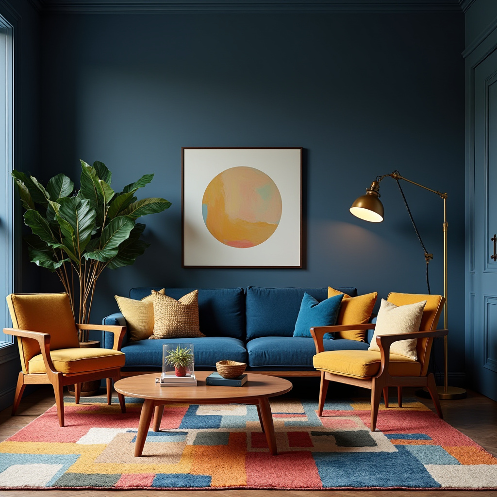 Navy Walls Living Room 8