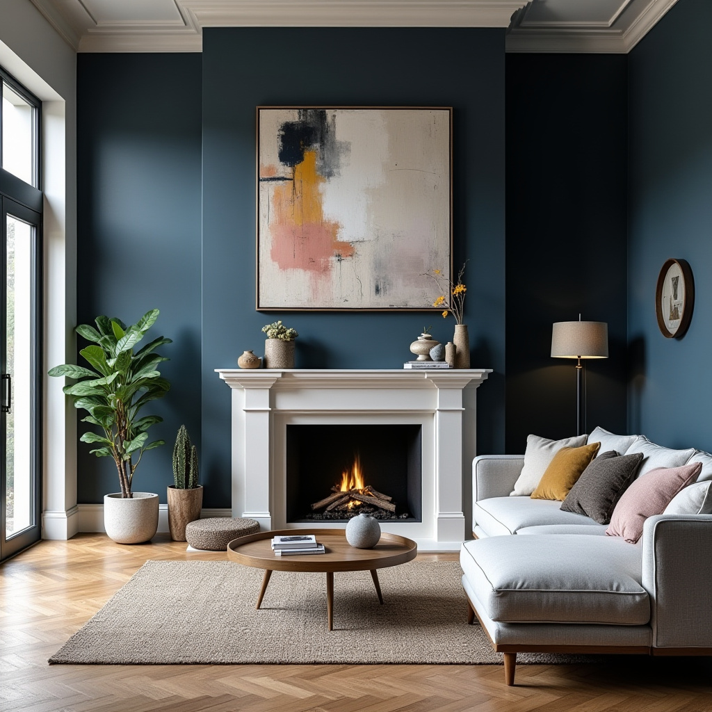 Navy Walls Living Room 9