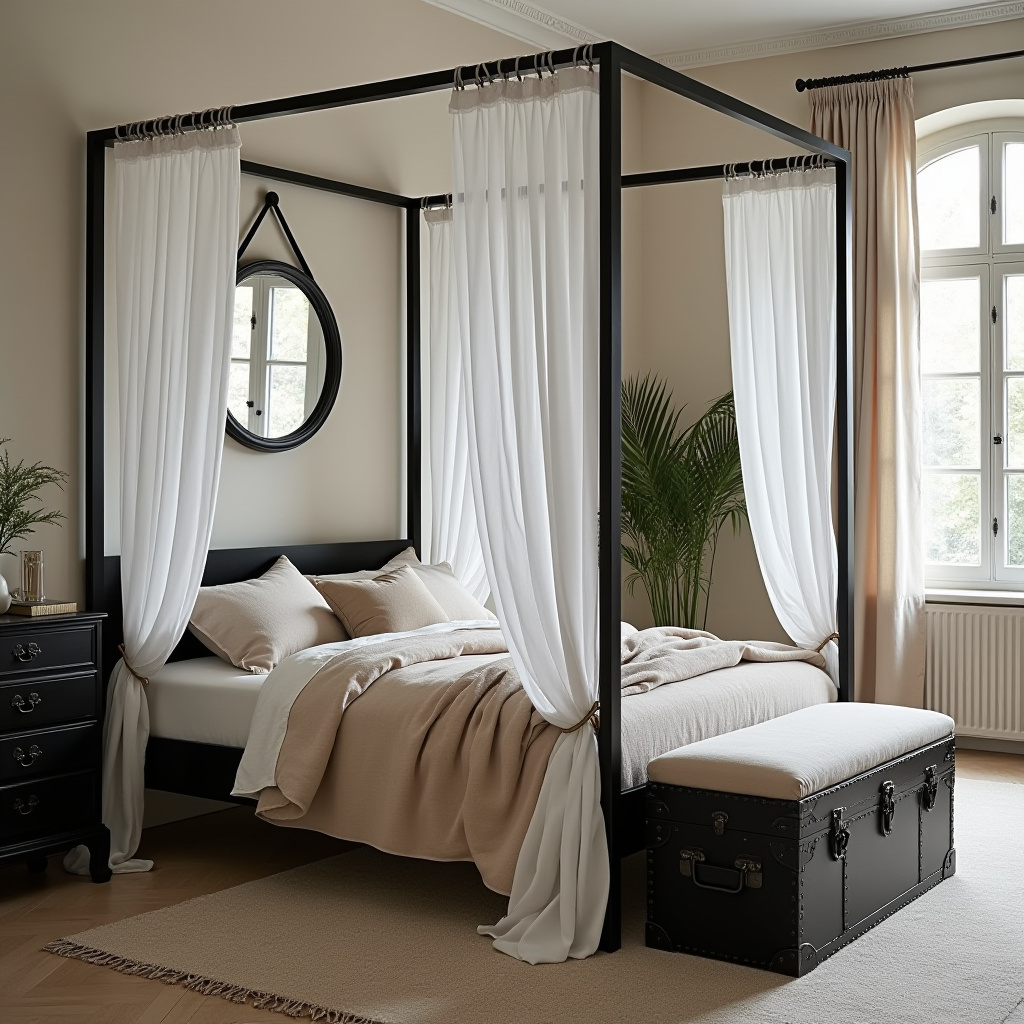 Neutral And Black Bedroom 11
