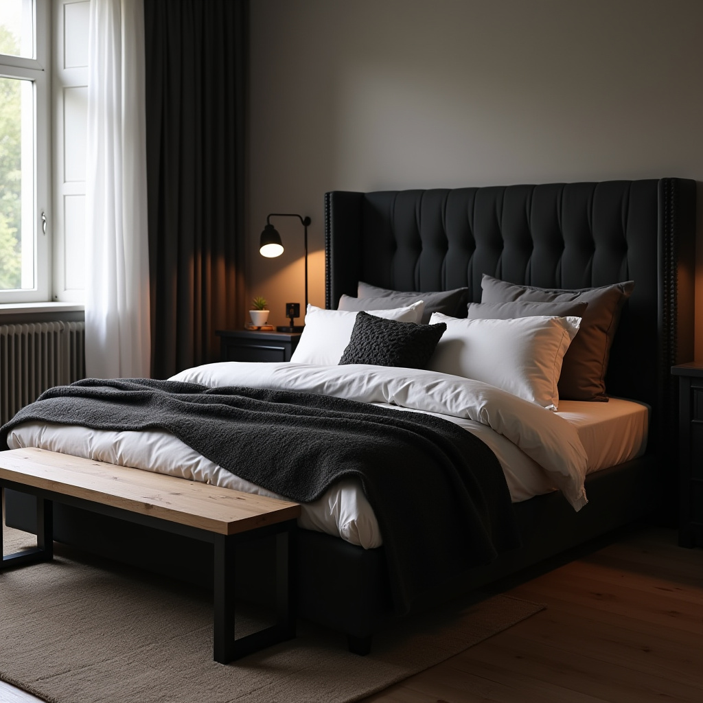 Neutral And Black Bedroom 15