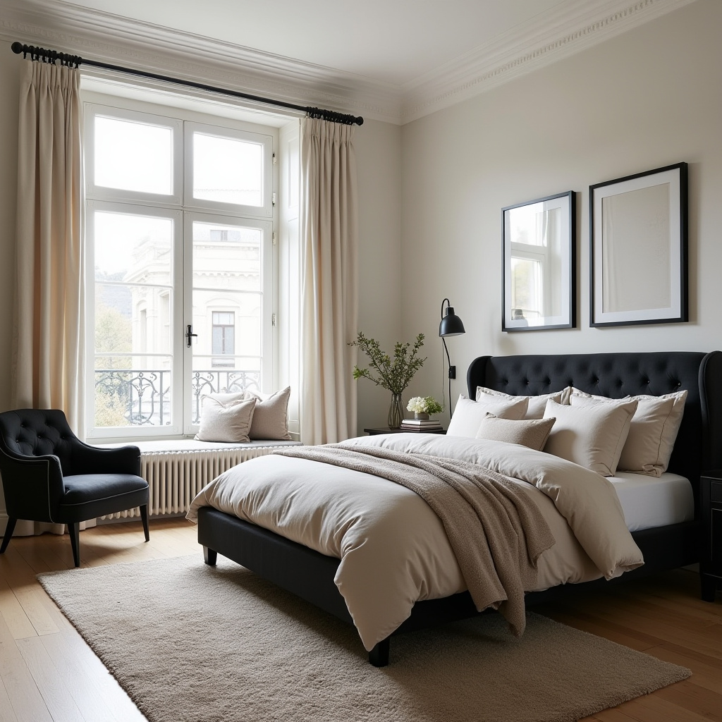 Neutral And Black Bedroom 17
