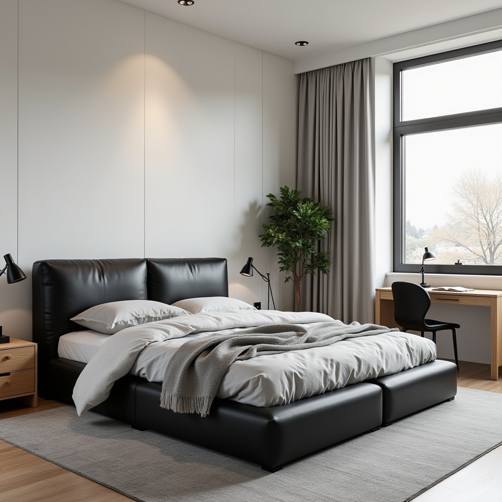 Neutral And Black Bedroom 19