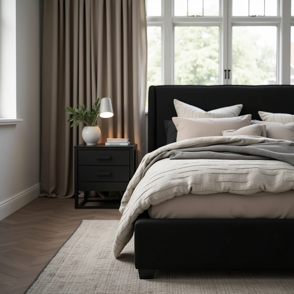 Neutral And Black Bedroom 25