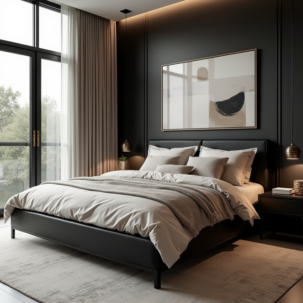 Neutral And Black Bedroom 28