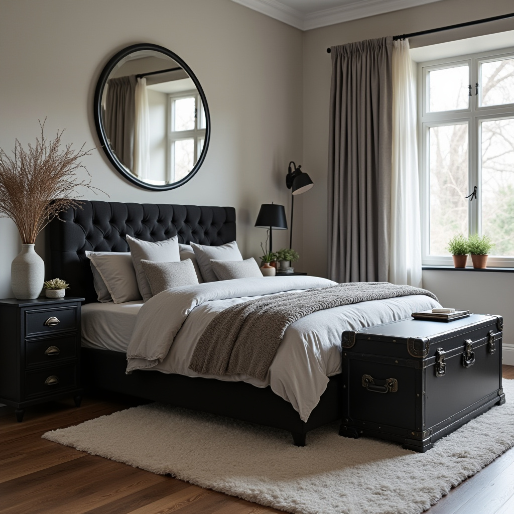 Neutral And Black Bedroom 29