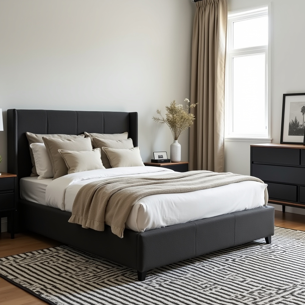 Neutral And Black Bedroom 8