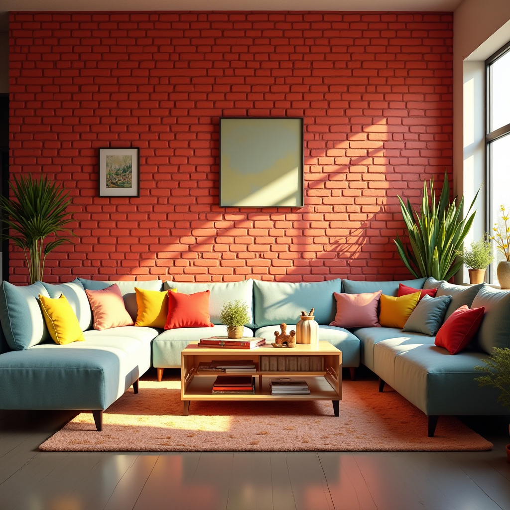 Red Brick Wall Living Room 11