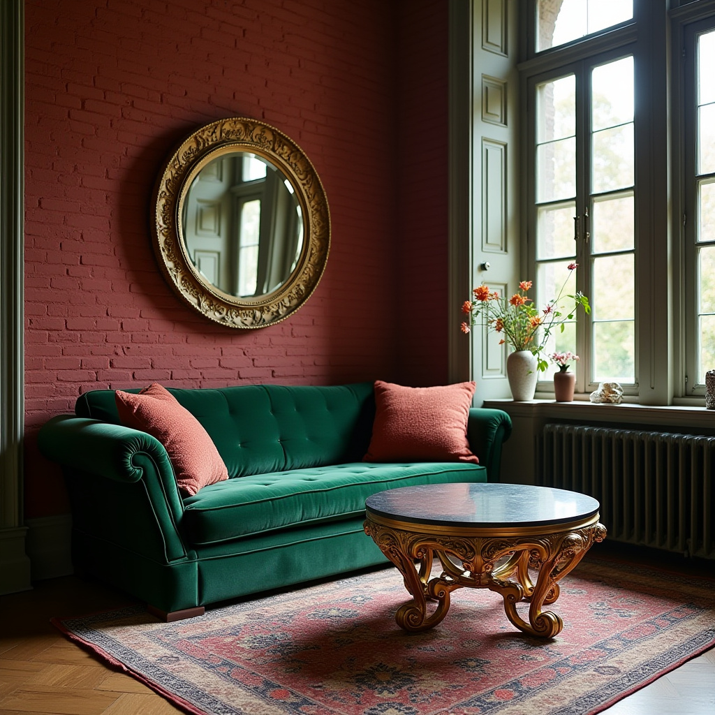 Red Brick Wall Living Room 14