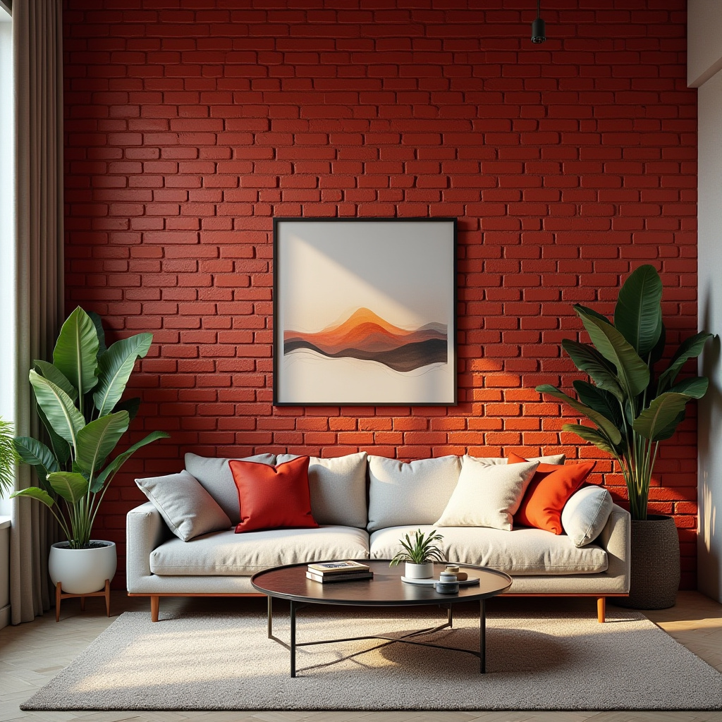 Red Brick Wall Living Room 15