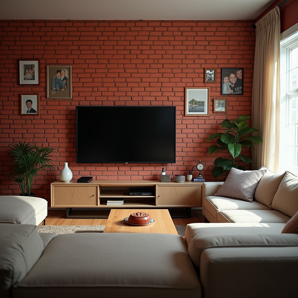 Red Brick Wall Living Room 24