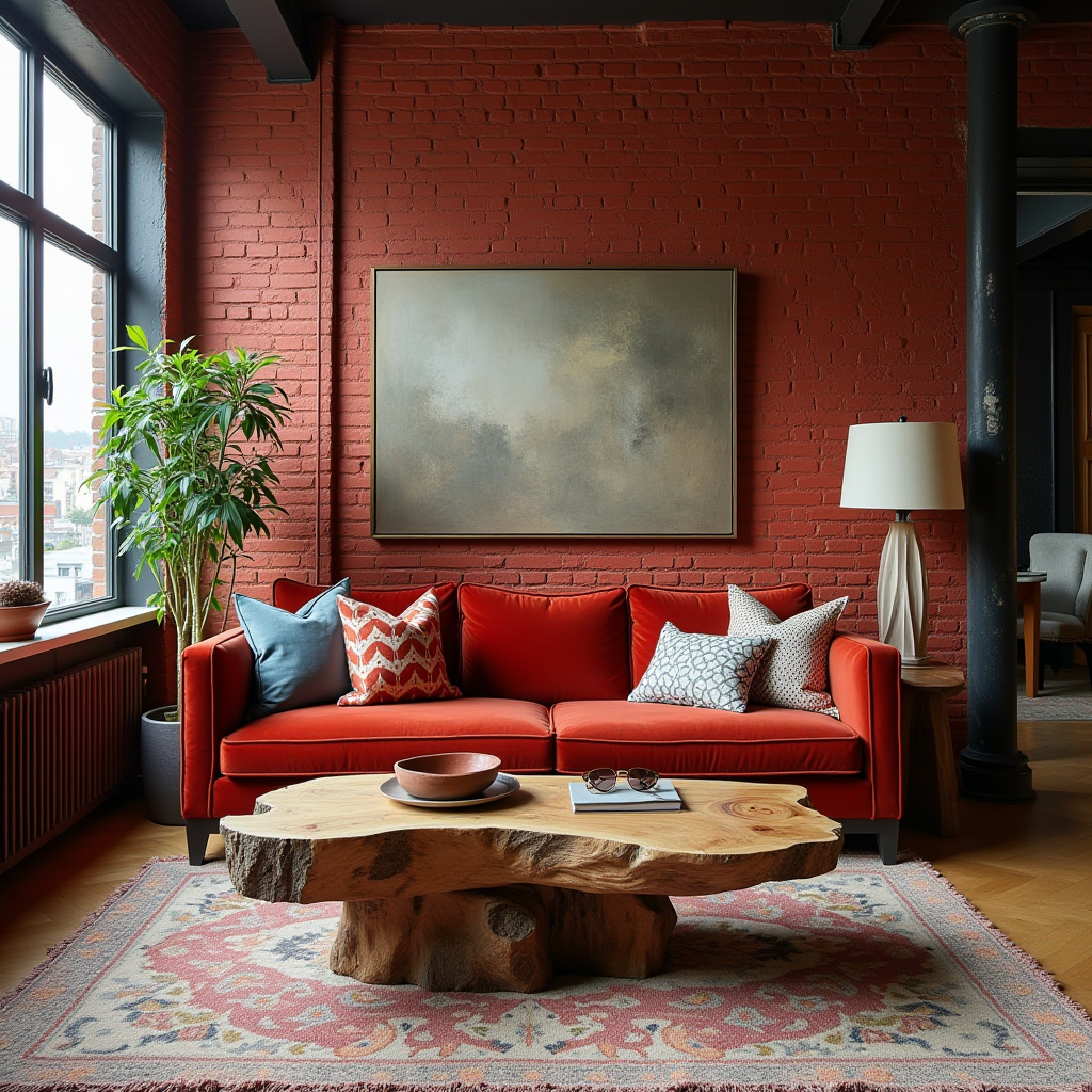 Red Brick Wall Living Room 26