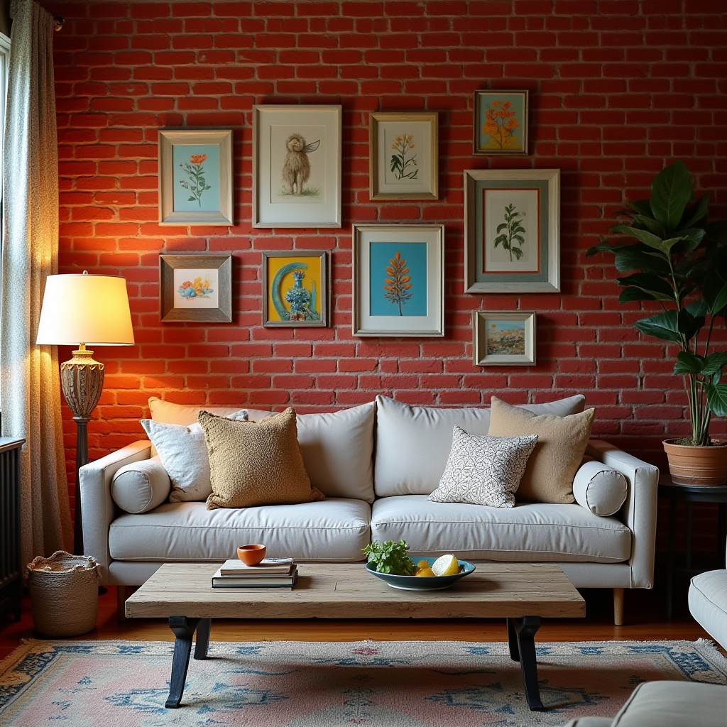 Red Brick Wall Living Room 27