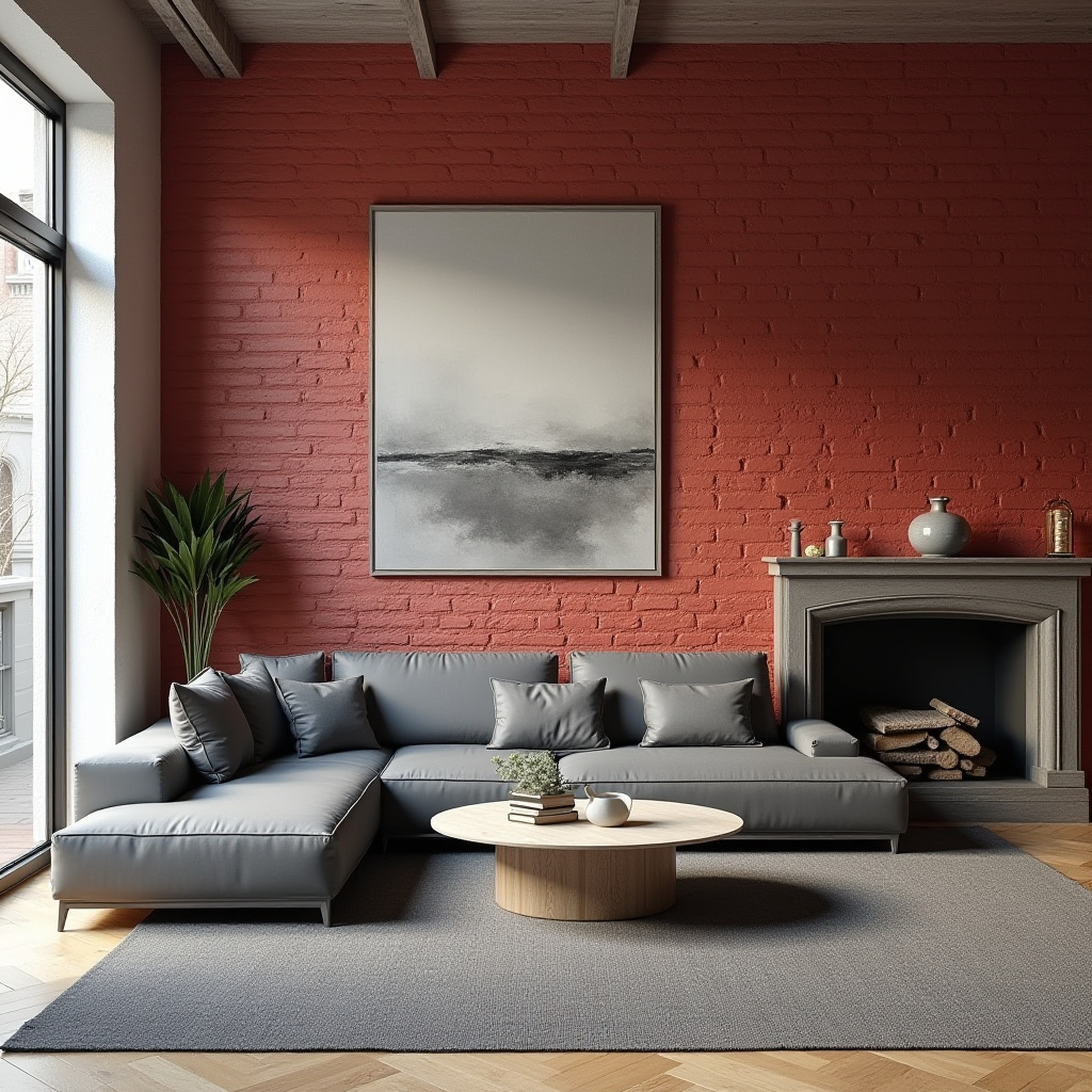 Red Brick Wall Living Room 28