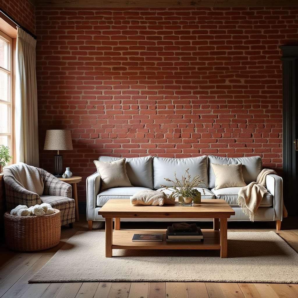 Red Brick Wall Living Room 6