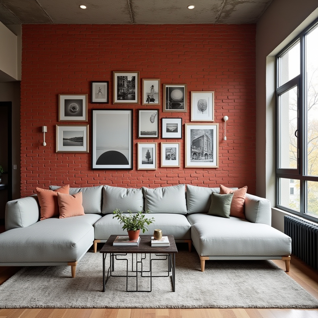 Red Brick Wall Living Room 8