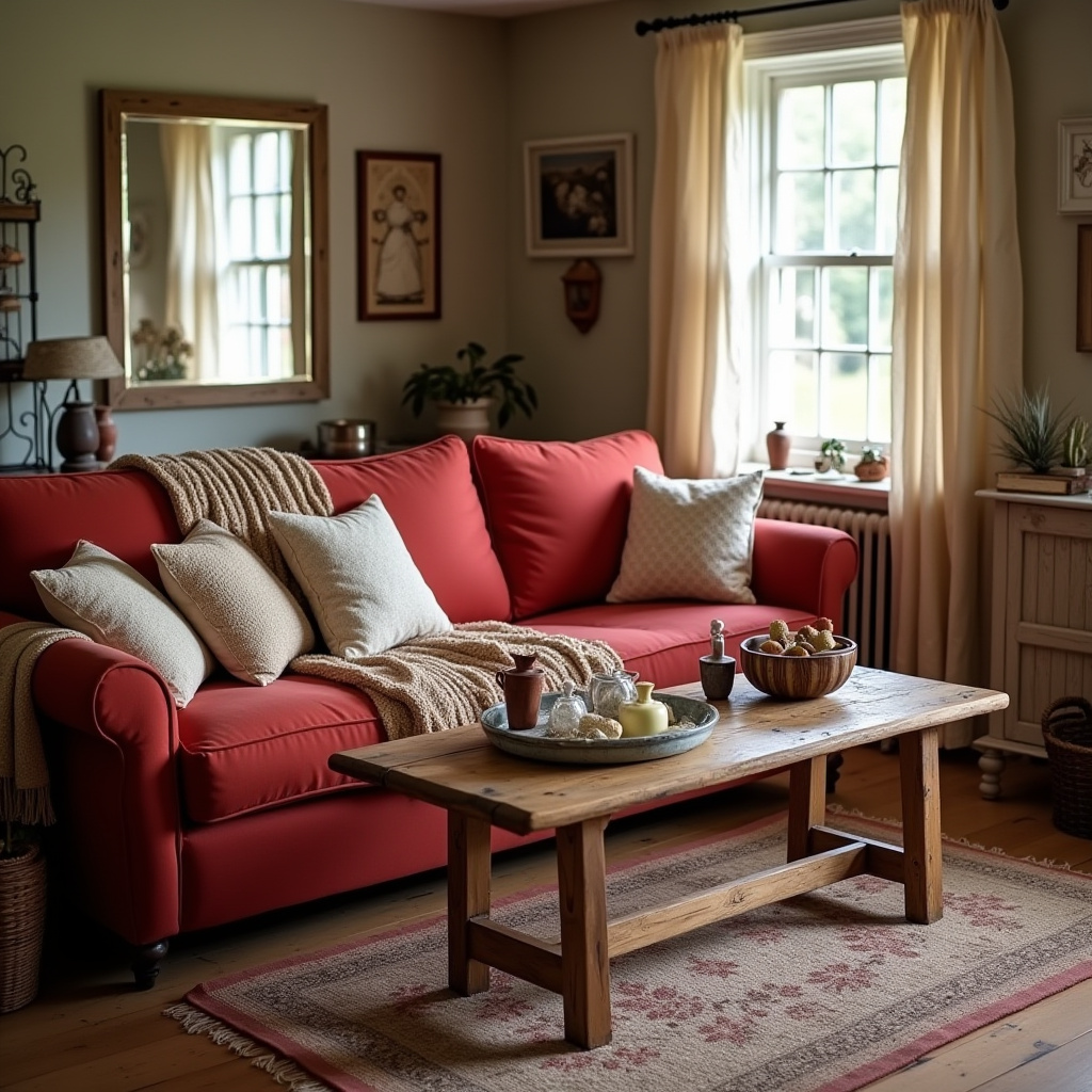 Red Couch Living Room 17