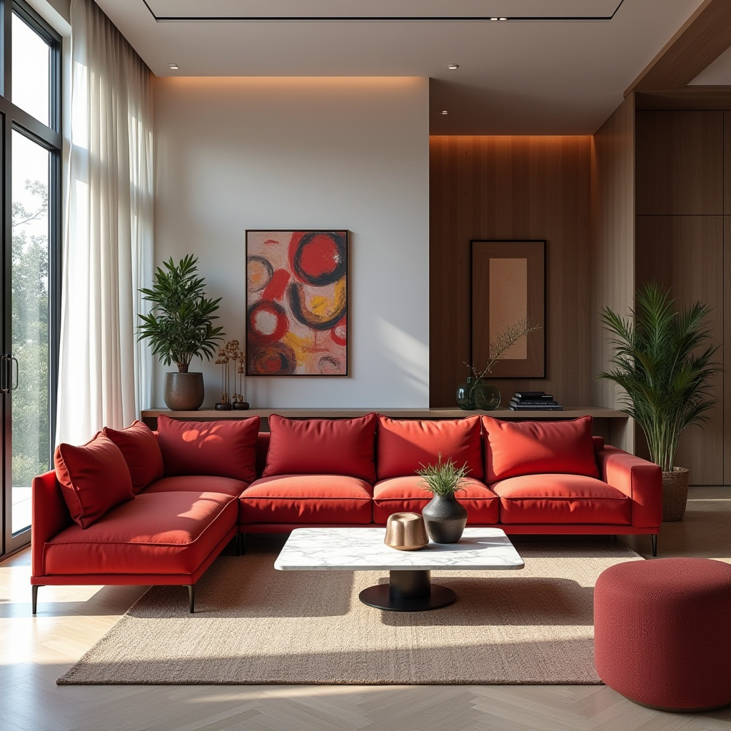 Red Couch Living Room 26
