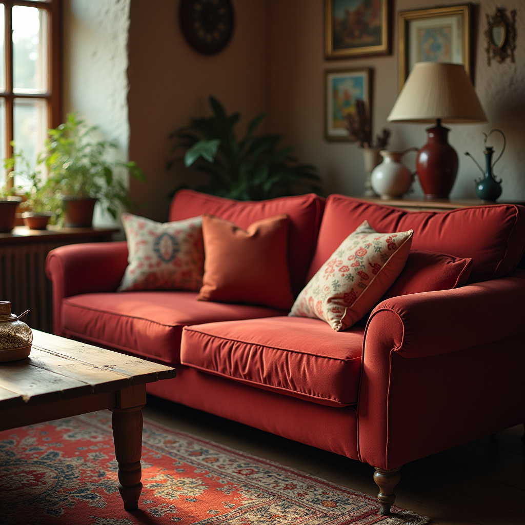 Red Couch Living Room 29