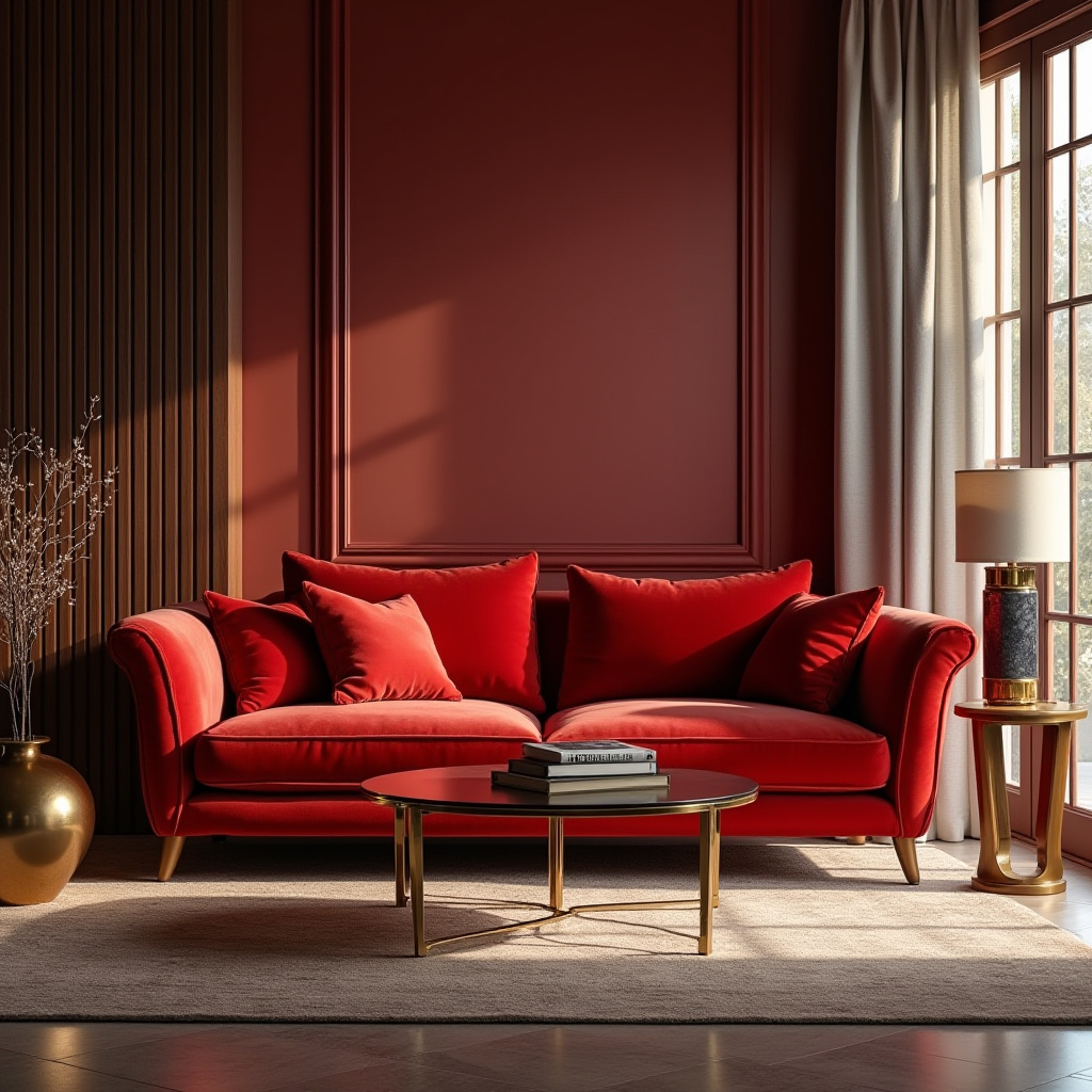Red Couch Living Room 30