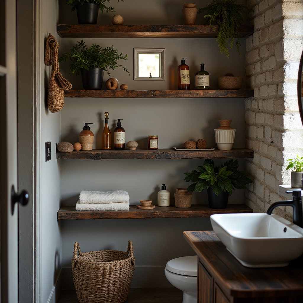 Rustic Bathroom Shelves 16