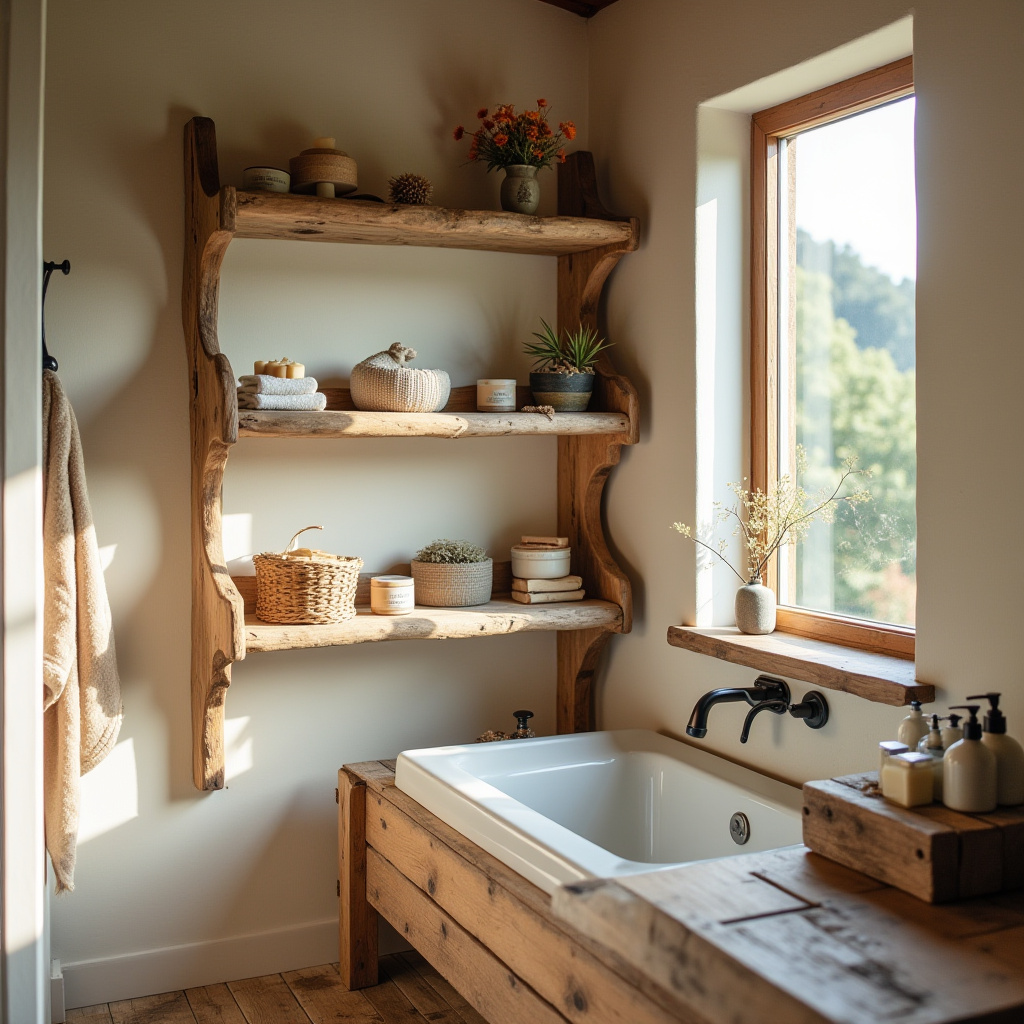 Rustic Bathroom Shelves 21