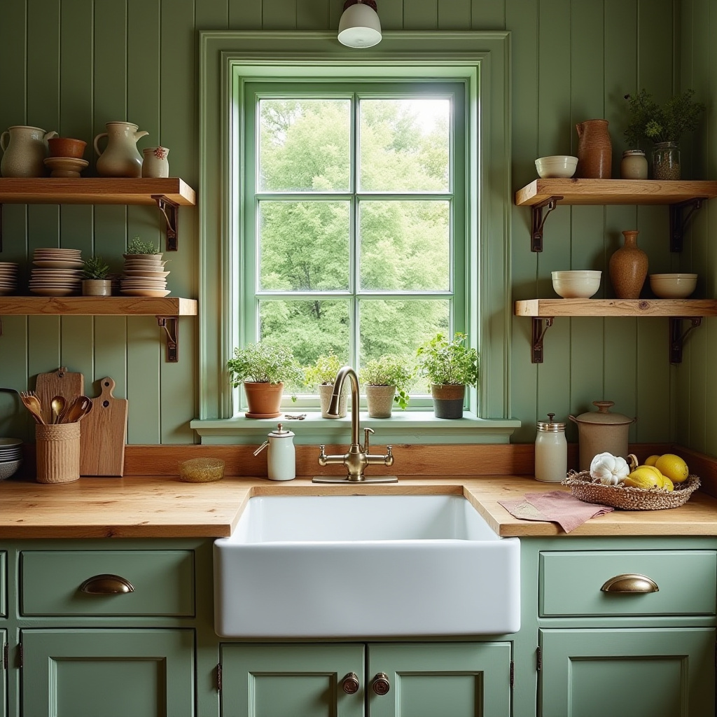 Rustic Green Kitchen: A Harmonious Blend of Nature and Comfort